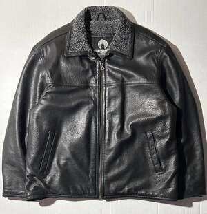 Weatherproof Garment Company Genuine Leather Sherpa Lined Aviator Bomber Jacket